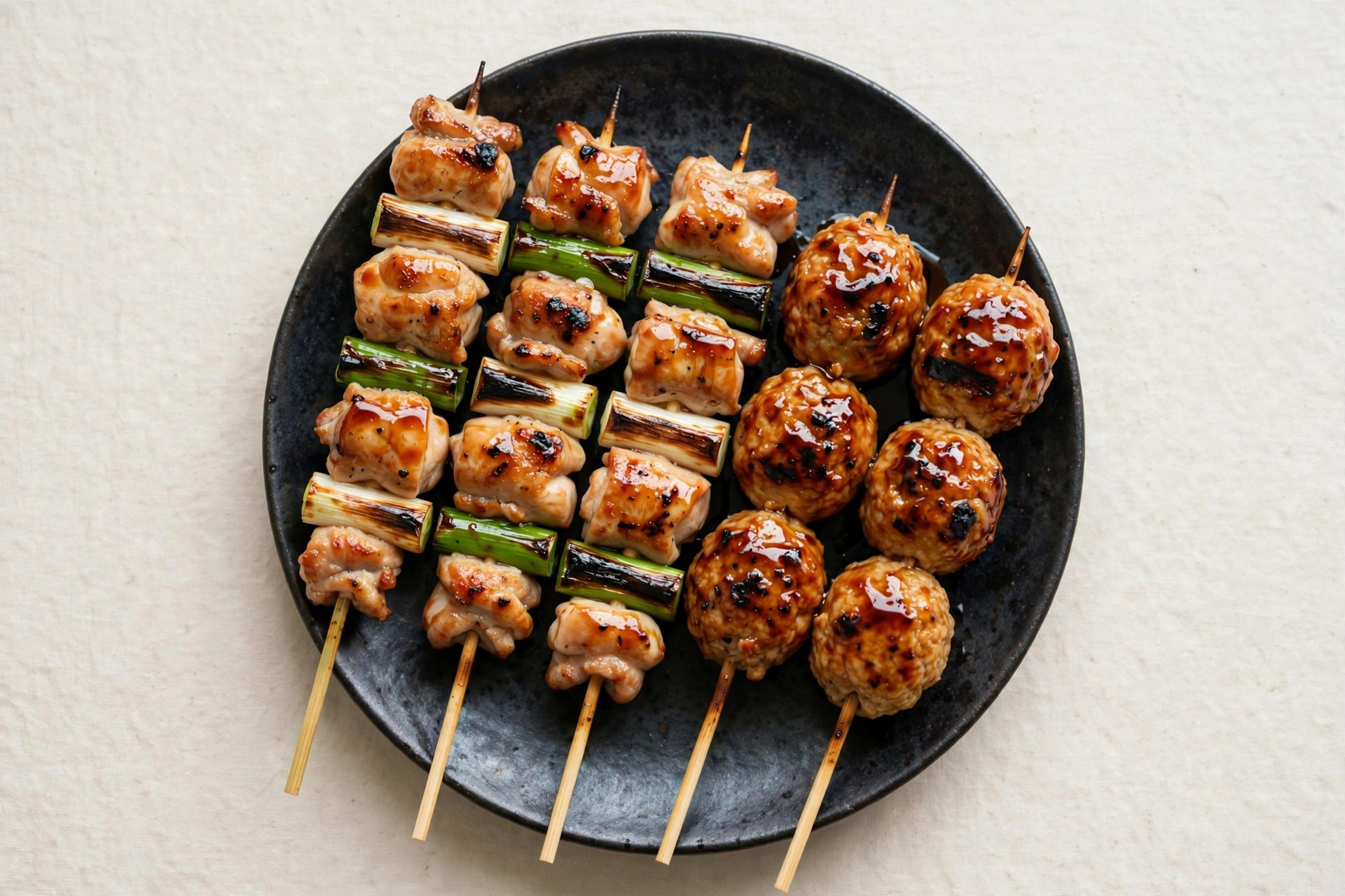 Yakitori — grilled chicken skewers with tare glaze